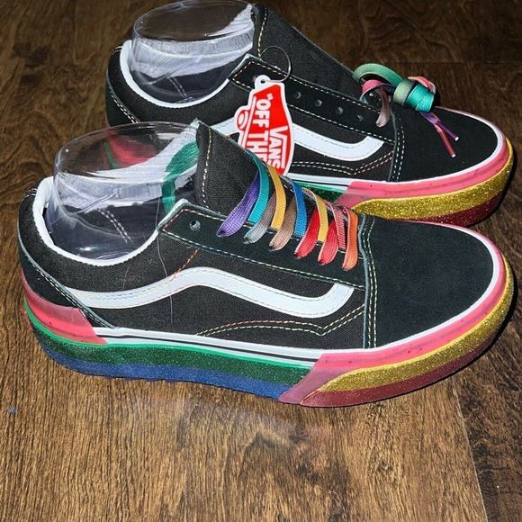 Vans Shoes - Pride VANS Old Skool Stacked Glitter Black Rainbow Sneakers VN0A4U15WW1